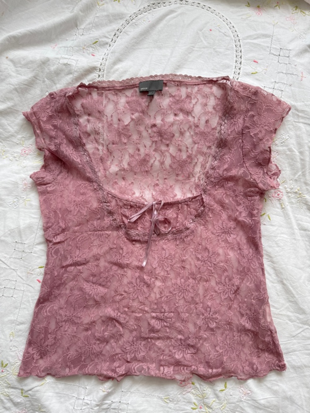 Mexx Dusty Rose Lace Tie-Front Camisole